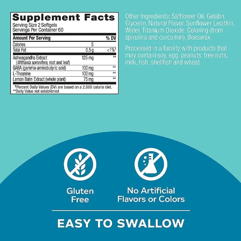 Goodbye Stress Capsules - Contains GABA L-Theanine To Relieve Mood and Stress Gluten-free
