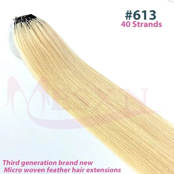 Third New Feather Hair Extensions 100% Human Hair Real Natural Hair Comfortable And Invisible Brown Blonde 613 Color — image 14