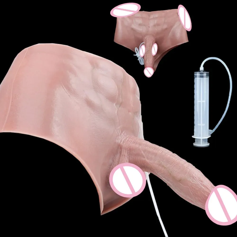 Silicone anal plug esguichando calcinha vibrador com músculos abdominais pênis sólido vaginal anal masturbador brinquedo sexual para o sexo feminino — image 1