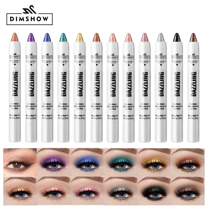 12 Colors Pearlescent Eyeshadow Pencil Waterproof Long Lasting Glitter Shimmer Eye Shadow Pen Eyeliner Stick Eyes Makeup Tools — image 3
