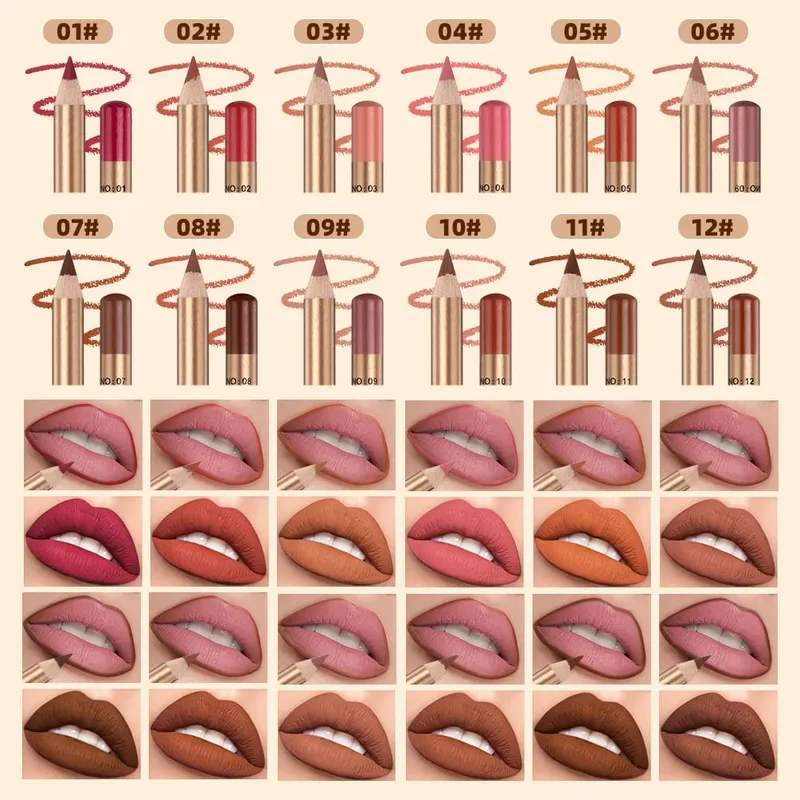 12 PCS Lipliner Sets Waterproof Matte Lip Pencil Lipstick Lasting Lip Liner Pen Smooth Nude Lipstick Pen For Cosmetics — image 3