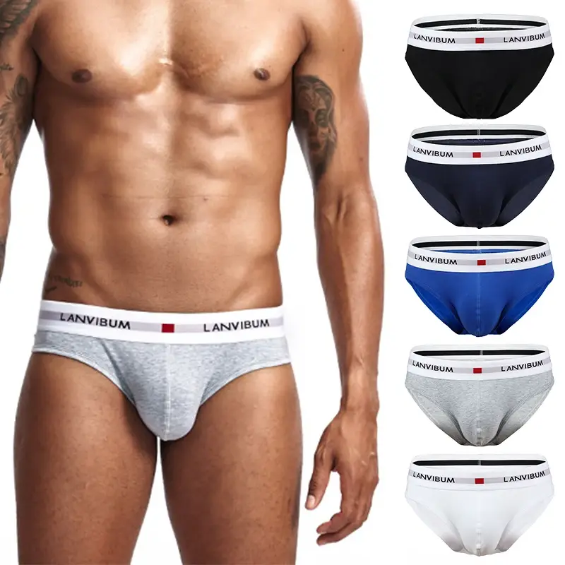 Men's Underwear Cotton Low Waist Elastic Sexy Loose Triangle Pants Summer Breathable Youth Pant Headband — image 1