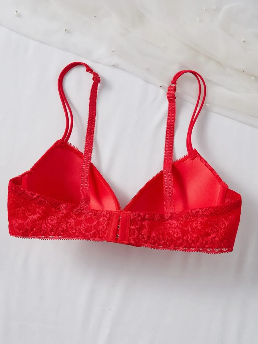 Ensemble de sous-vêtements pour femmes, 4 pièces, soutien-gorge Push Up en dentelle florale, culotte transparente et respirante, élégante, confortable, Lingerie Sexy