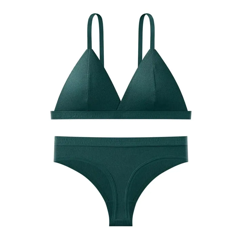 Seamless Bra and Panties Set Solid Color Bralette Thin Wireless Bras Low Waist Thong Sexy Lingerie Set Women's Underwear — image 12