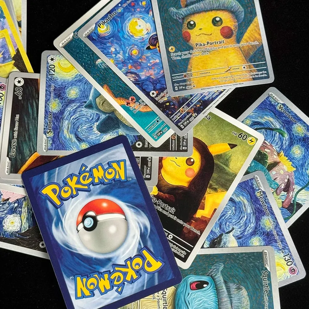 DIY 18Pcs Anime PTCG Collection Card Van Gogh Series Mewtwo Charizard Eevee Blastoise Lugia English Collection Card Child Gift — image 5