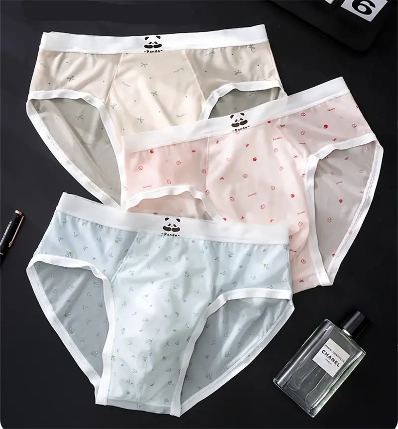 New Bare feel men's underwear printed sissy cuecas masculino ice silk sexys tøy men cueca thin seamless calzoncillos hombre — image 5