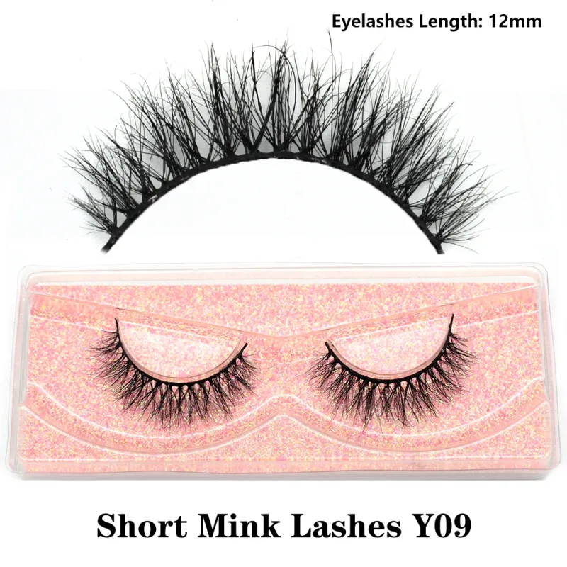 Demi-cils naturels 3D en vison, courts, duveteux, vaporeux, bande croisée, doux, Extension, maquillage — image 32