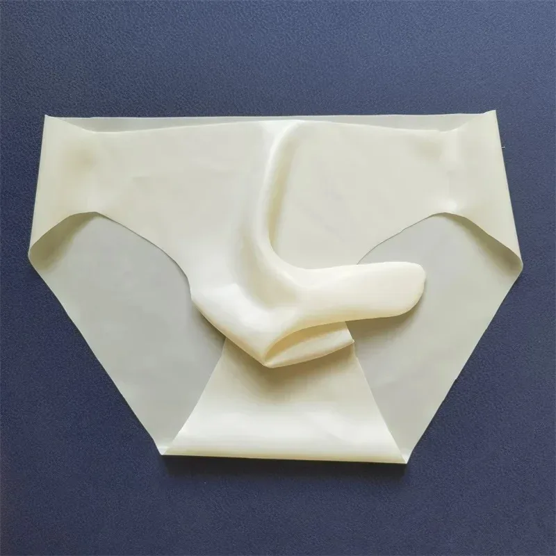 Men's Sexy Latex Sheath Underpants Seamless Rubber Briefs See-Through Male Sissy Couple Low Waist Erotic Tight Safety Panties — image 2