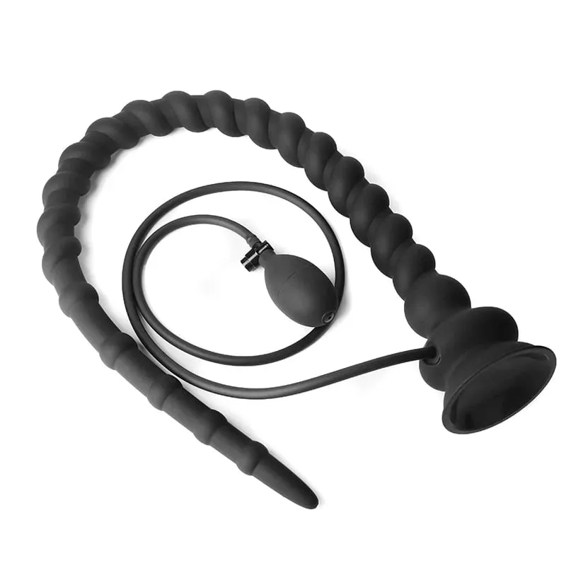 Inflatable Whip Butt Plug Prostate Massager Long Anal Plug Deep Penetration Anal Vaginal Expansion Pump Sex Toys For Men Women