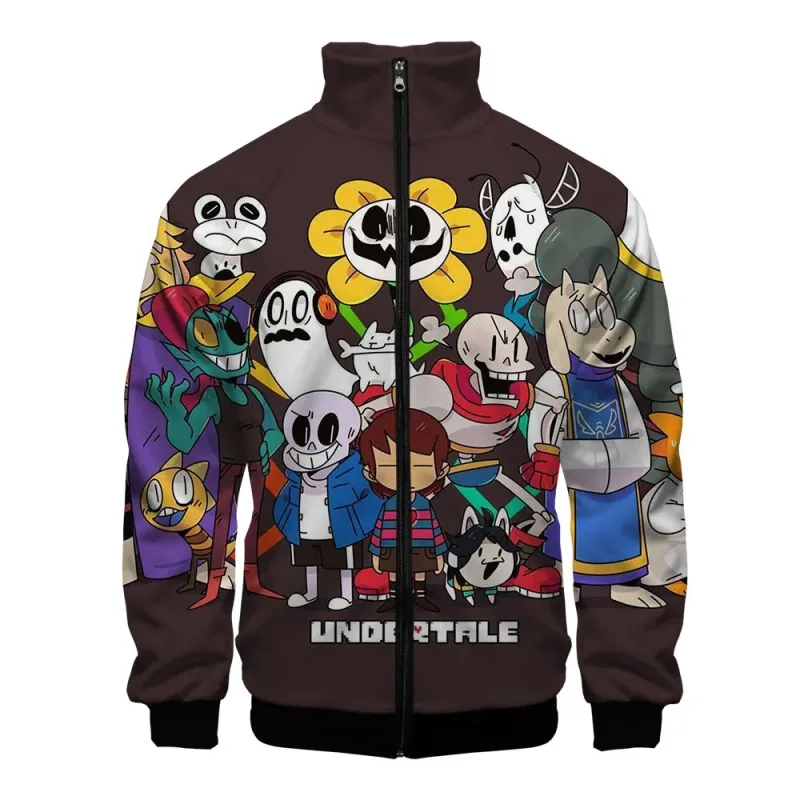 Luxuriöse beliebte Sans Undertale 3D-Druck-Reißverschluss-Raglanjacke Windjacke Jungen/Mädchen Bequeme Stehkragenjacken Mäntel
