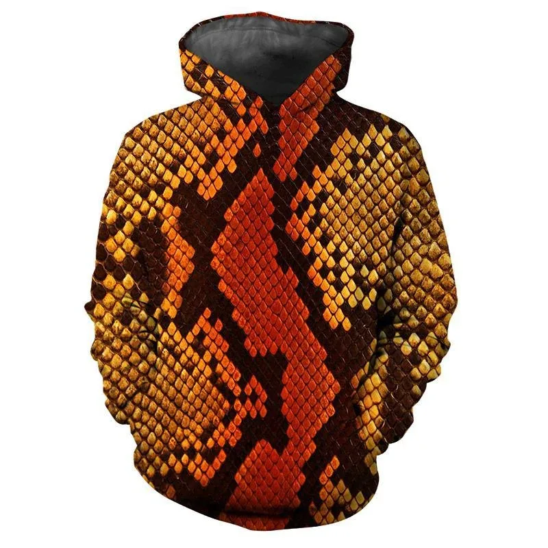 Personalized Snakeskin Pattern Hoodies Fashion Trend Long Sleeve 3D Animals Skin Printed Mens Hoodie Loose Streetwear Cool Tops — image 7