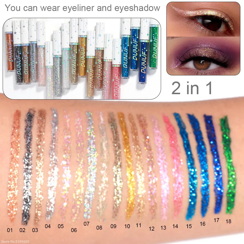 Diamond Blue Sequins Eyeliner Glitter Shiny Brighten Lying Silkworm Makeup Highlight Liquid Eye Liners Pigment Green Silver Gold — image 5