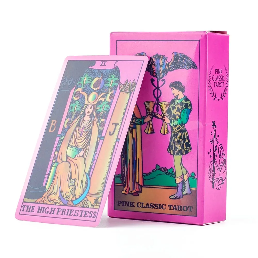 10,3*6 cm Pink Neon Style Tarot Deck 78st - Klassiska Rider-Waite Smith Vibrant Trippy-kort — image 1