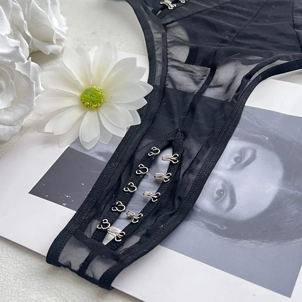 Ellolace 독점 란제리 Femme Ultra Hot Sheer 오픈 가랑이 바디 수트 Spicy Girls' Intimates 섹시한 등이없는 여성 의상 — image 3