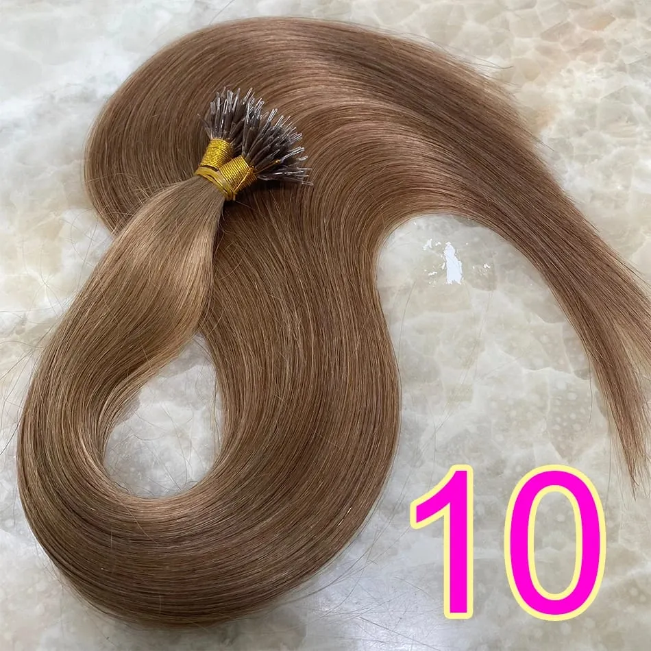 Micro Ring Hair Extension Ombre 100% Virgin Human Hair Extensions Nano Ring Micro Beads Tip Thick Full Head 18"-30"extensiónes — image 13