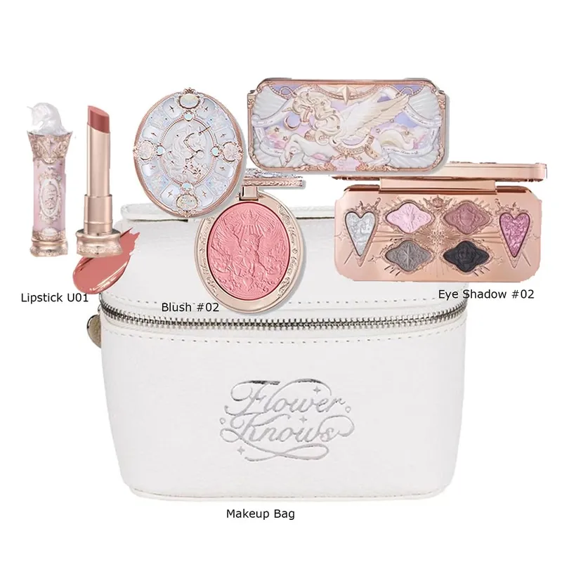 Flower Knows Makeup Set Box Full Swan Bear Garden Collection Embossed Blush Shine Lipstick Kit Foundation All in Maquiagem Kit