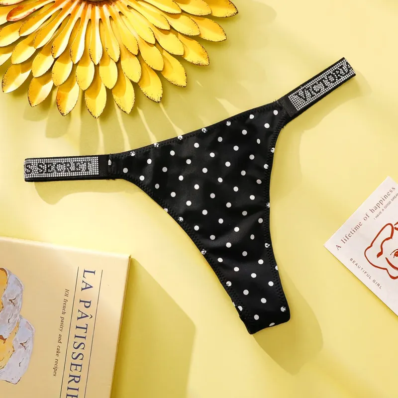Victoria Secret Wanita Polka Dot Lace Bikini Cheeky Panties Set Seluar Dalam Kapas Bernafas Hipster Thong Hipster Seamless