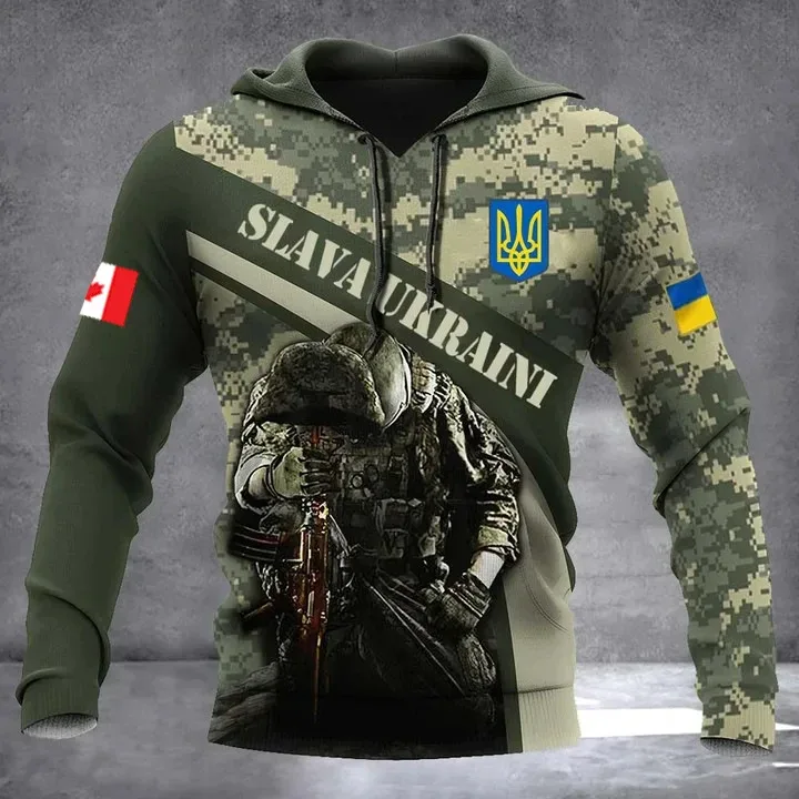 New Ukrainian national emblem Canada Flag Camo printed hoodies 3D Men Women casual pullover military hooded Sweatshirt clothing — image 26