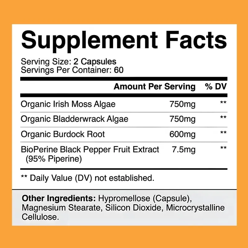 Organic Irish Sea Moss Capsules - for Immune Support Heart Health Joint Health and Thyroid Support for Women and Men — image 6