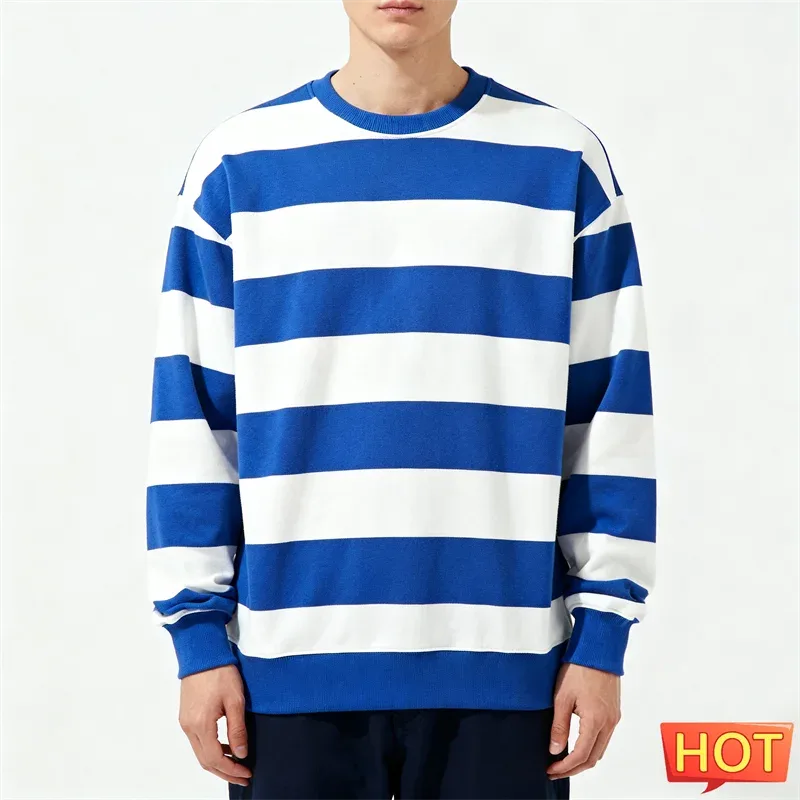 Eenvoudige gestreepte grafische sweatshirts voor heren Mode Trendy lange mouwen 3D bedrukt Lelijk sweatshirt Casual oversized truien Tops