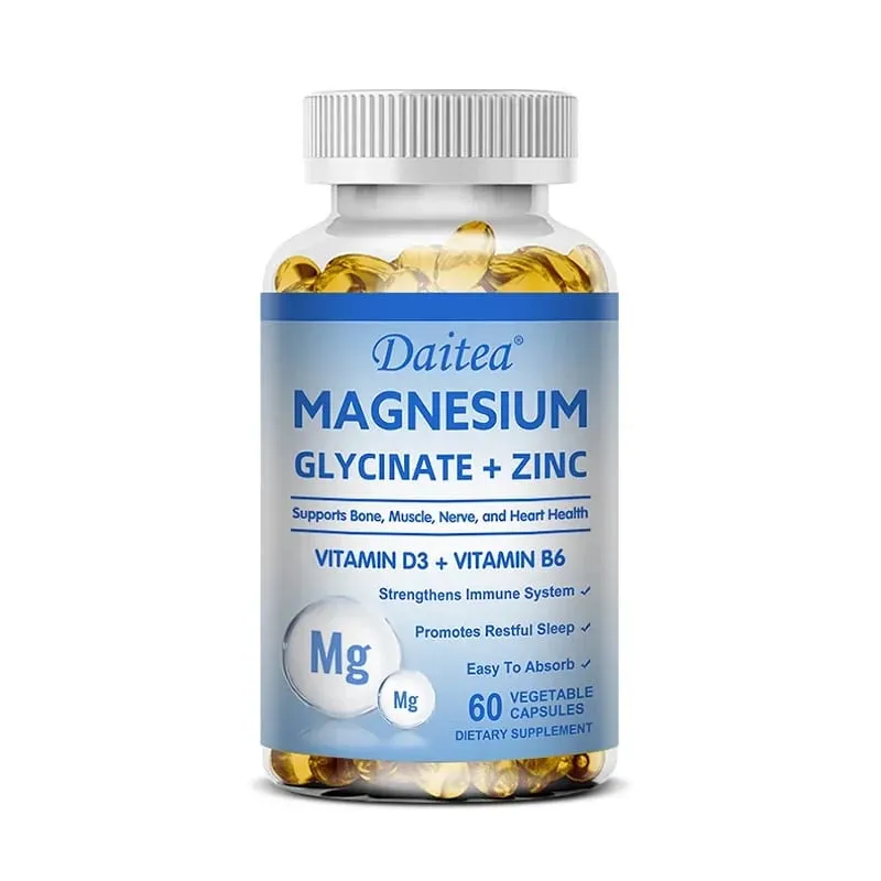 Daitea Magnesium and Zinc Capsules - Magnesium Glycinate Supplement to Support Muscle Nerve Joint and Heart Health