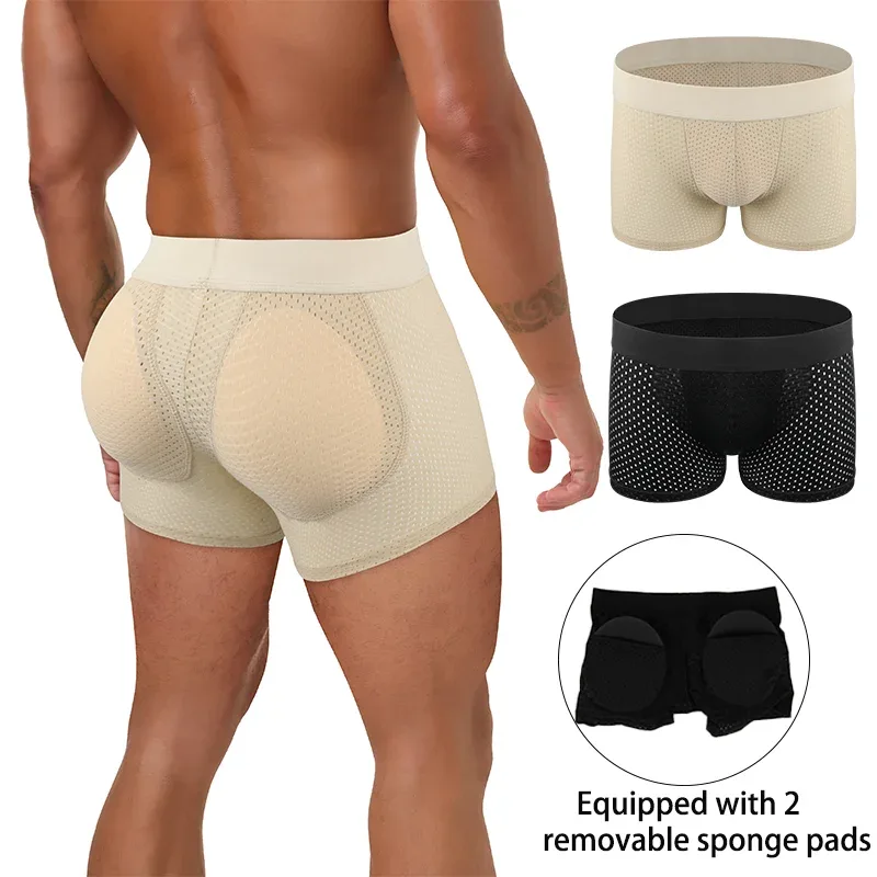 Men's Sexy Boxer Fake Butt Hip Lifter Enhancer Short Removable Padded Underwear Soft Shapewear High Stretch Underpant Mesh Brief — image 13