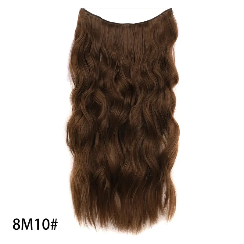 Synthetic Invisible Wire Hair Extensions Long 4 Clips In Wave Curly Hairpiece For Women 20Inch Secret Fish Line Hair Extensions — image 13