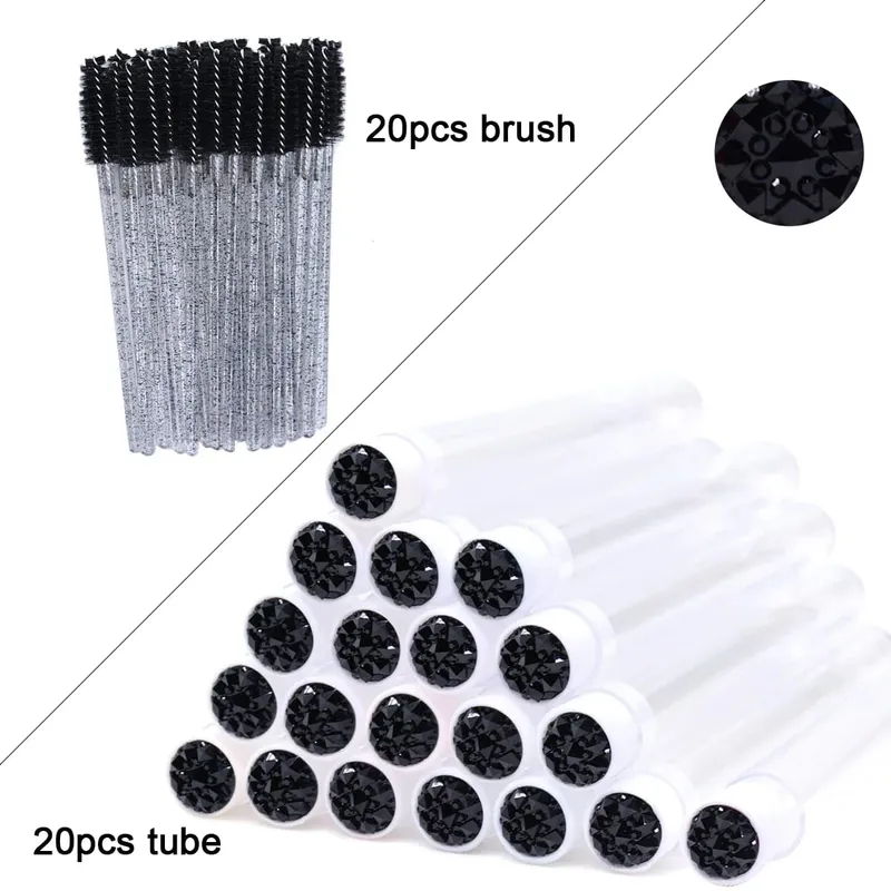 20Pcs Eyelash Brush Tubes With Crystal Lash Mascara Wands Eyebrow Comb Spoolies Container Lash Brush Applicators Makeup Tools — image 11