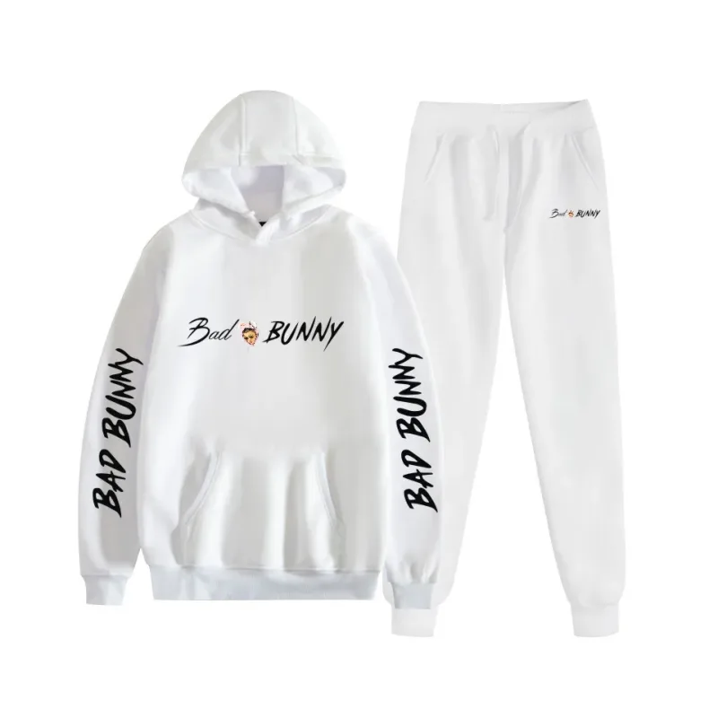Costume Harajuku confortable imprimé mauvais lapin, sweat-shirt et pantalon de survêtement pour femmes, sweat à capuche + pantalon, ensemble 2 pièces pour garçons/filles — image 1