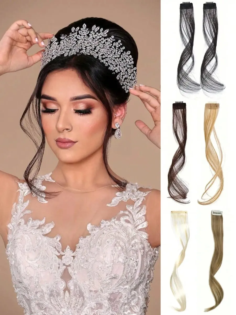 Long Side Air Bangs 2 PCS Synthetic Set Wavy Curly Clip in Curtain Bangs Front Side Bangs Face-Framing Highlights for Women — image 2