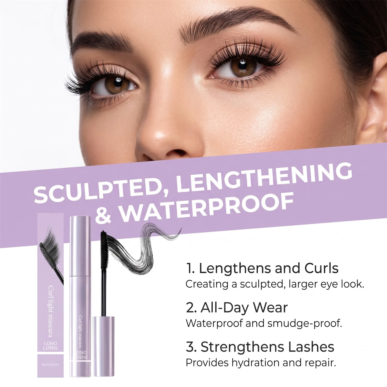 Waterproof 3D Lengthening Mascara Black Eyelash Extension Eye Lashs Brush Long-Wearing Silk Volumizing Mascara Cosmetics Gift — image 5