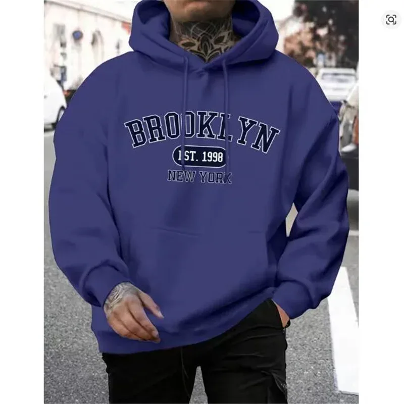 Brooklyn Est 1998 New Yorkพิมพ์ผู้ชายHoodies Harajuku Crewneck Hoodieแฟชั่นOversize Hoodyฤดูใบไม้ร่วงสบายTracksuit