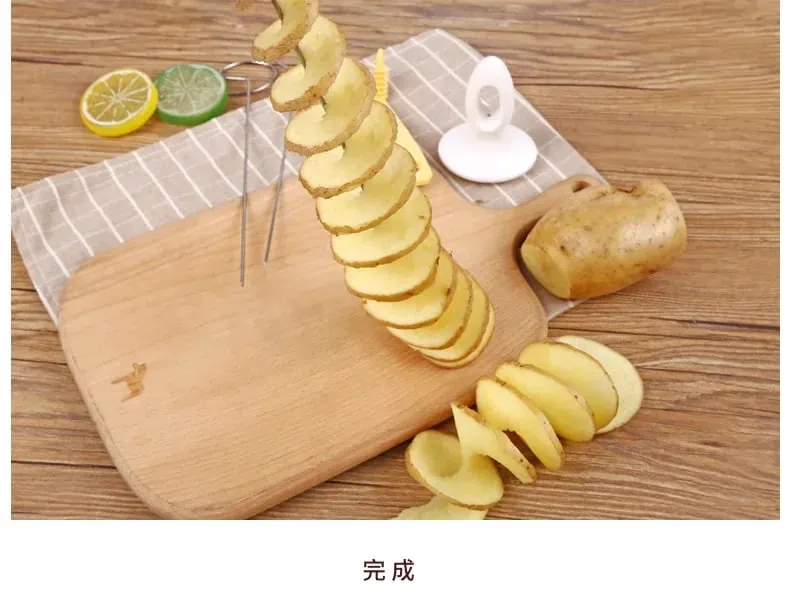 1Set Stainless Steel Twisted Potato Spiral Slice Plastic Rotate Potato Slicer Cutter Creative Vegetable Tool Kitchen Gadgets — image 9