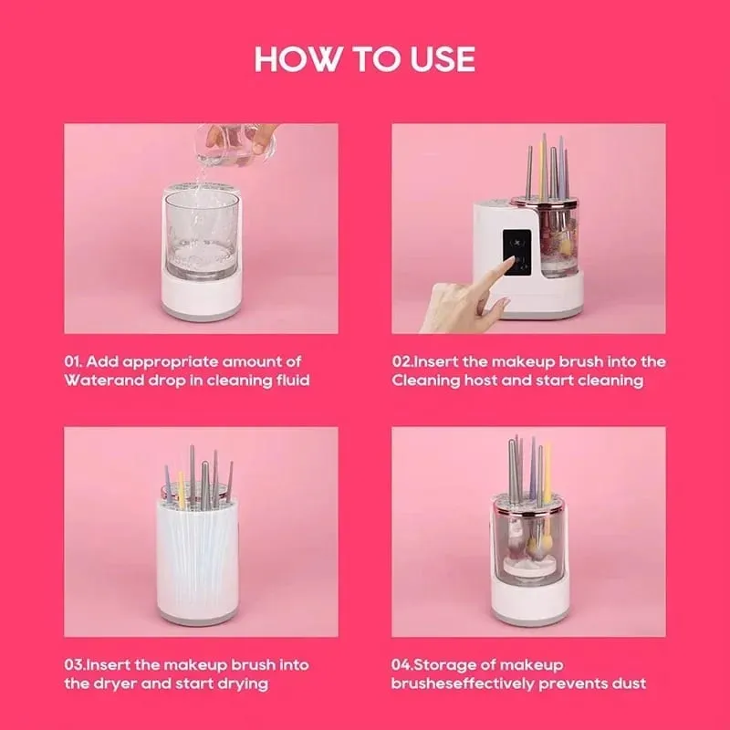 Máquina de limpieza de brochas de maquillaje eléctrica 3 en 1, secador de brochas de maquillaje, portátil, automático, USB, herramienta limpiadora de brochas cosméticas, novedad de 2026 — image 3