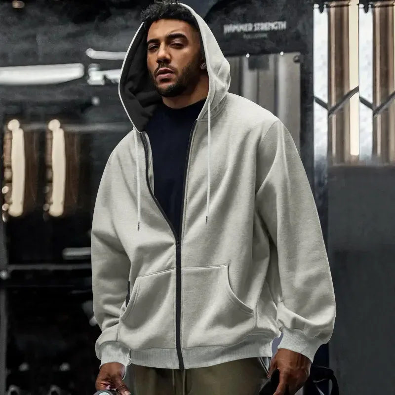 Baru 2026 Musim Gugur Kasual Lelaki Lengan Panjang Zip Bertudung Kot Sweatshirt Fesyen Lelaki Luaran Pakaian Sukan Jaket Hoodies — image 31