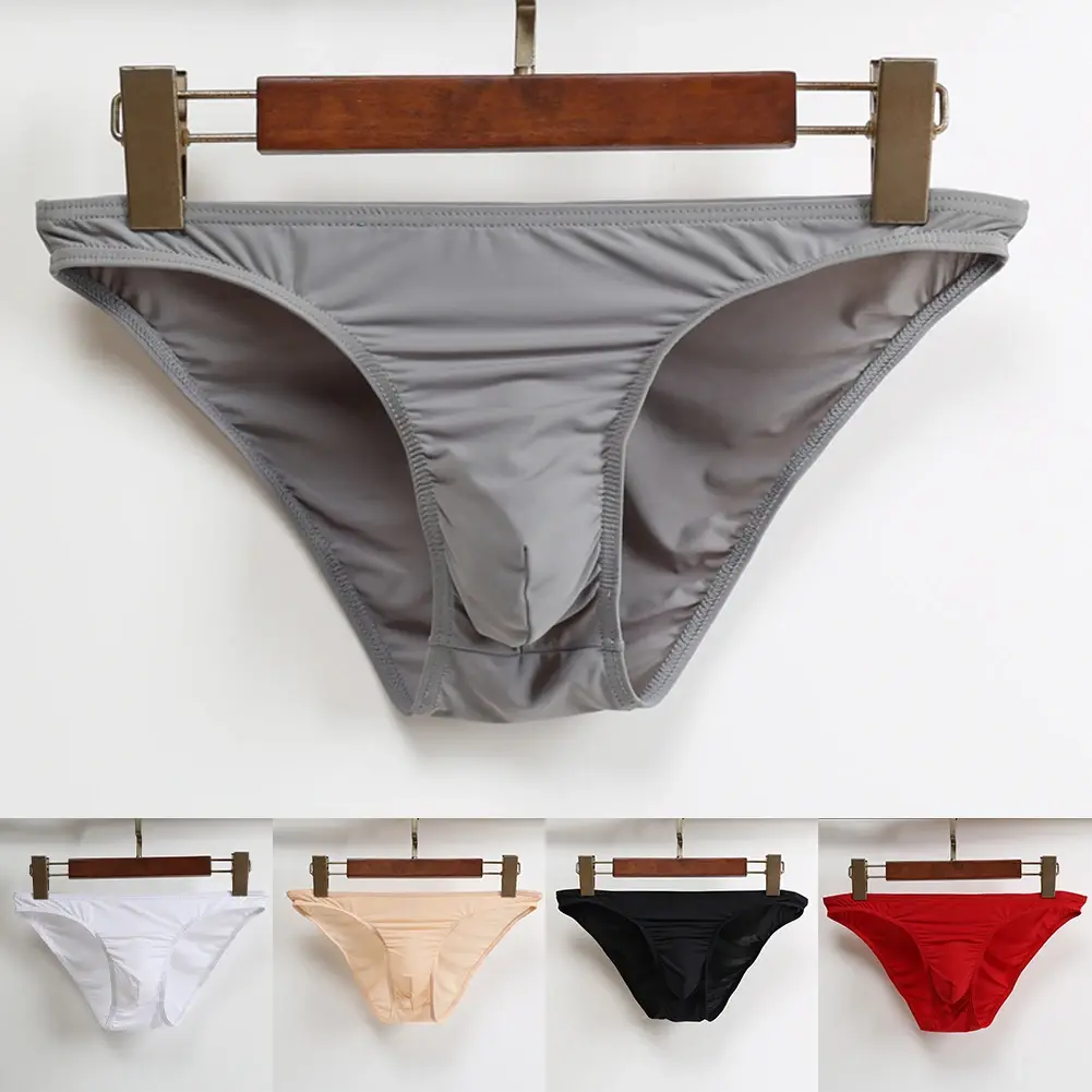 Sexy Men Bulge Pouch Briefs Underpants Panties Bikini Solid Color Transparent Briefs Underwear Pump Man Glossy Panties — image 7