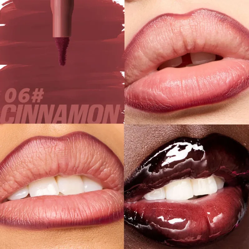 Velvet Brown Lip Liner Pensil Nude Matte Waterproof Non-stick Cup Ceri Merah Lip Liner Lip Contour Pen Lipstick Makeup Untuk Wanita — image 11