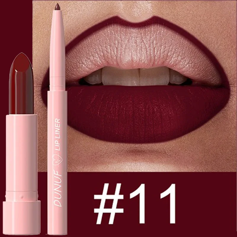 2Pcs/Set Lipstick+Lip Liner Makeup Kit Matte Nude Long-lasting Waterproof Non Staining Tapered Nib Lip Contour Pen Lip Cosmetics