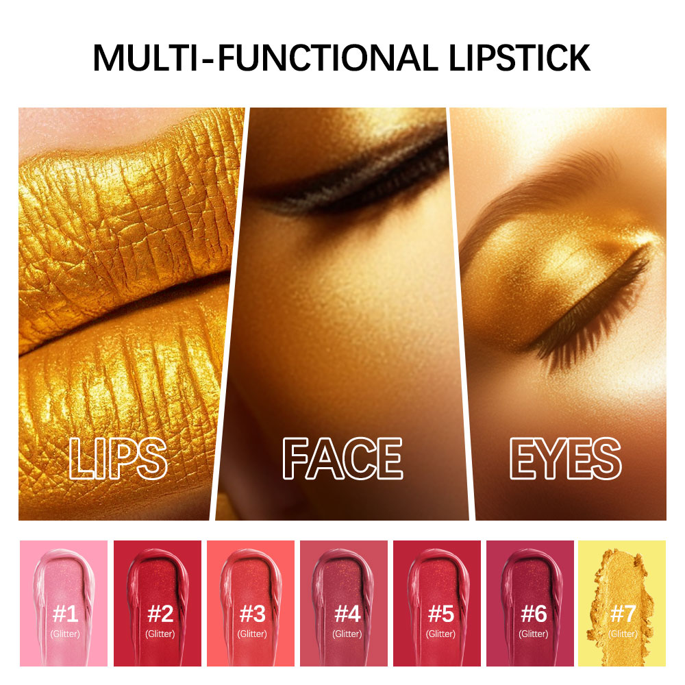 Hallowmas High-pigmented Gold Lipstick Shiny Metallic Matte Velvet Waterproof Long Lasting Sexy Gold Lip Gloss Women Lip Makeup — image 4