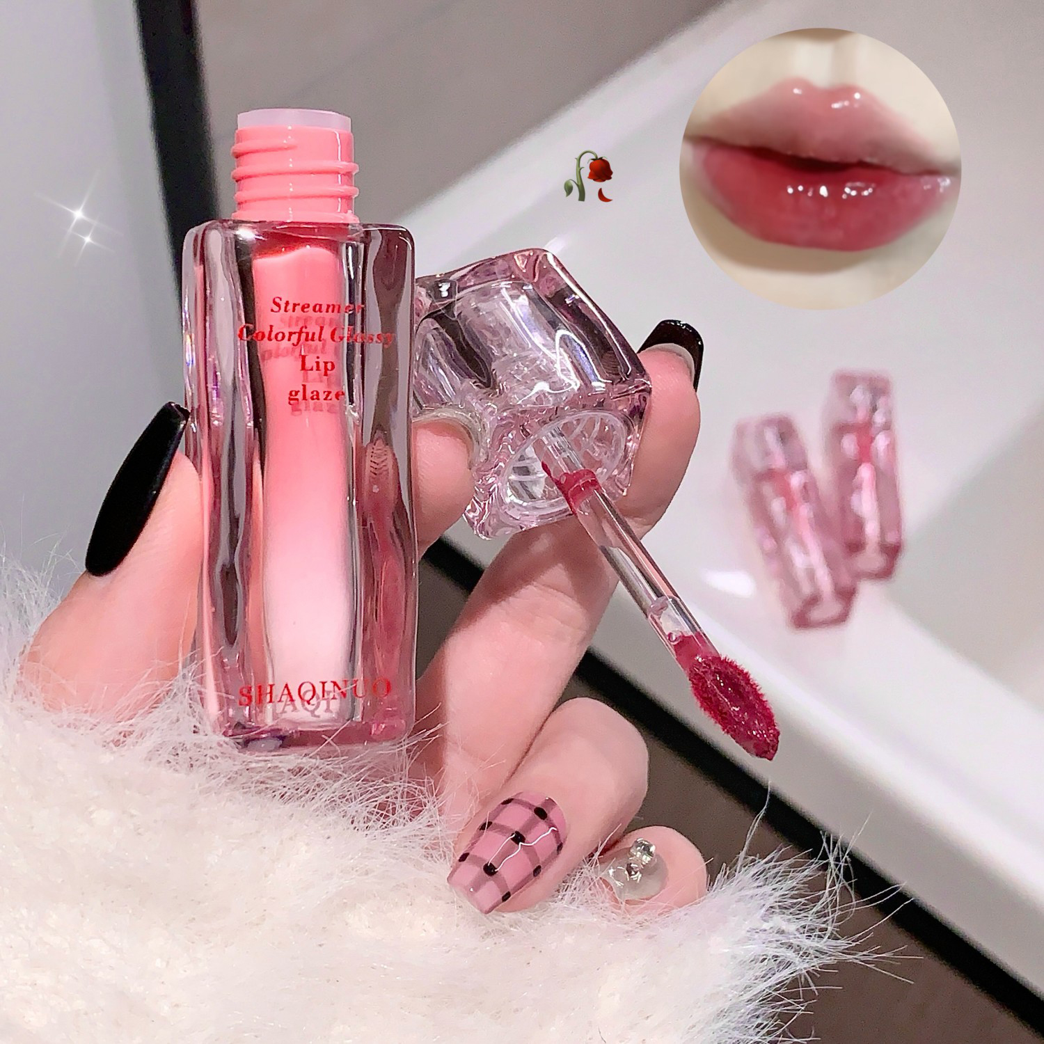 Water Gloss Lip Glaze Mirror Moisturizing Plump Non-stick Cup Jelly Transparent Liquid Lipstick Long-Lasting Tint Oil Lip Makeup