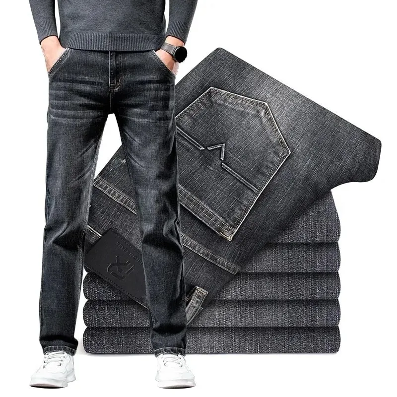 2026 Regular Fit Jeans Classic Style Spring Summer New Men's Light Blue Stretch Denim Fabric Pants Male Brand — image 5