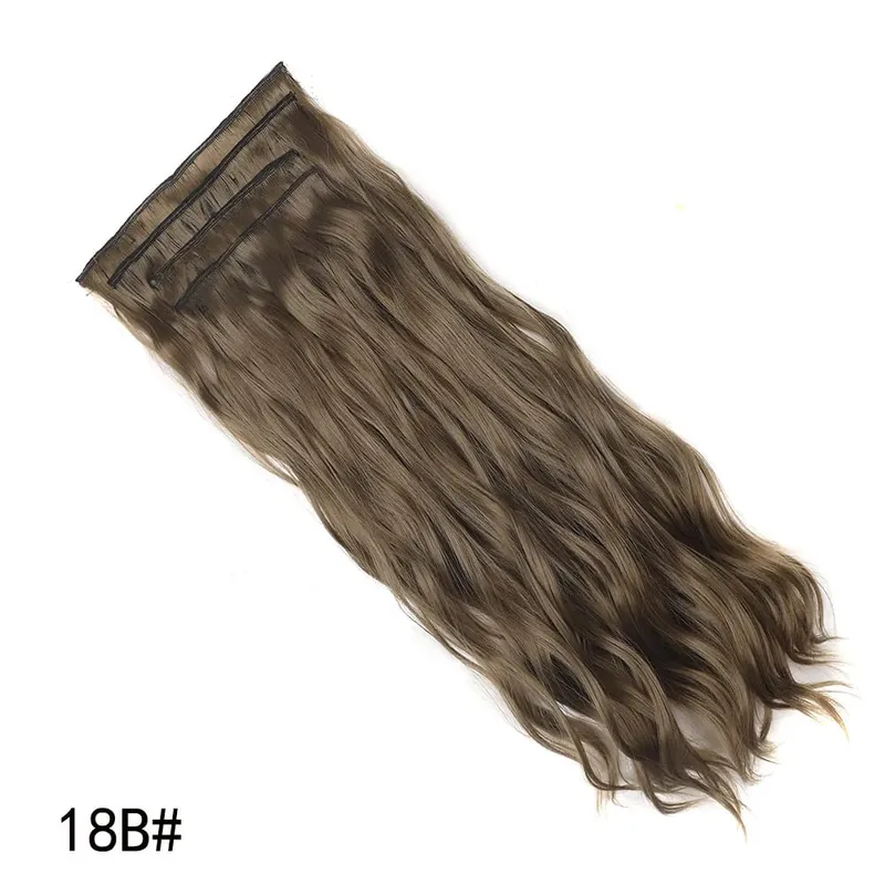 Jeedou Synthetic 4PCS/set Clip in Beach Wavy Hair Extensions Long Bouncy Curly Hairpieces Black Brown Color for Women
