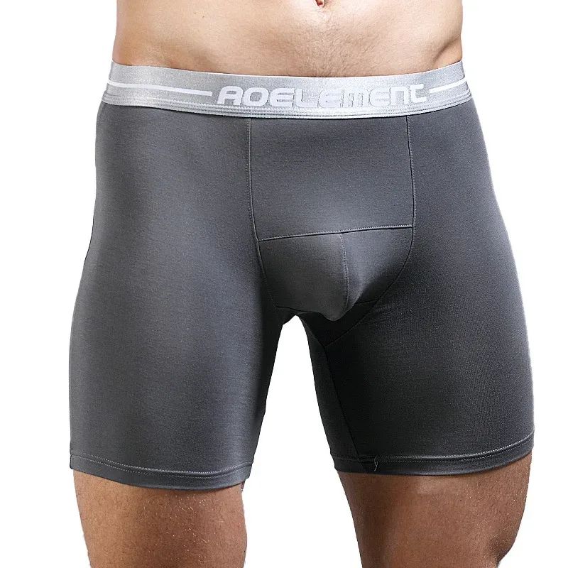 Boxer grande taille XL-7XL pour hommes, sous-vêtement modal, culotte respirante avec pochette, sous-vêtement à jambes moyennes et longues, Cueca Hombre — image 5