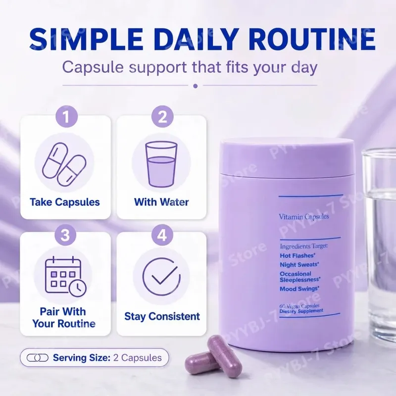 Vitamin Kompleks Wanita untuk Menopaus dengan Vitamin D3 B6 Membantu Melegakan Peluh Malam Perubahan Mood Suplemen Makanan Kesihatan 60 Keping — image 6