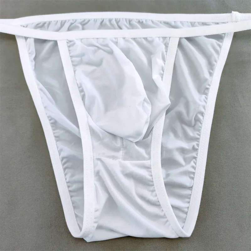 Translucent Bulge Pouch Underwear Thin Waistband Mens Ice Silk Nylon Briefs Low Rise Summer Male Panties — image 5
