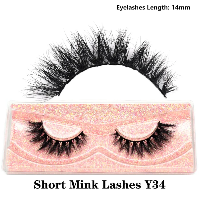 Demi-cils naturels 3D en vison, courts, duveteux, vaporeux, bande croisée, doux, Extension, maquillage — image 30