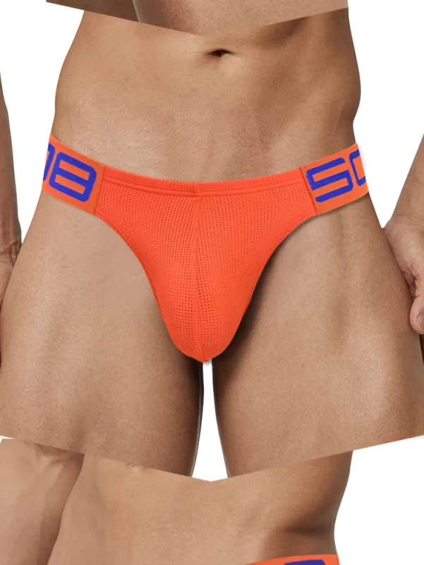 Calzoncillos transpirables de malla de mezcla de nailon para hombre, ropa interior Sexy de Color fluorescente con letras de empalme de cuerno en relieve, cinturilla elástica ancha — image 20