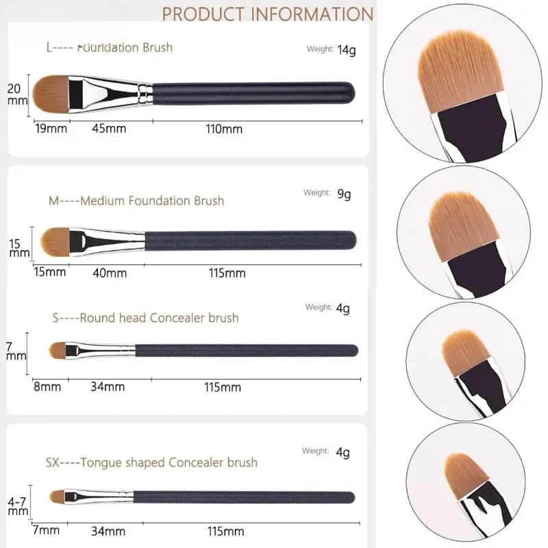 4 Types Sizes Upgraded Ultra-thin Foundation Concealer Makeup Brush Professional Liquid Foundation Cream Concealer Make-up Tool