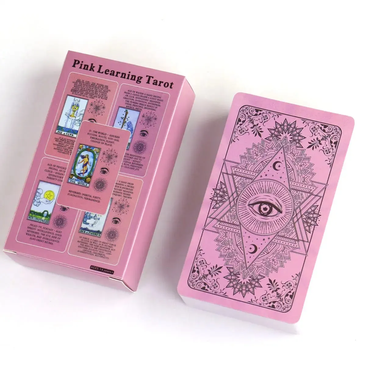 Pink Learning Tarot 78 Pcs Tarot Cards with Keywords Based on Rider Waite System 10.3*6cm — image 6