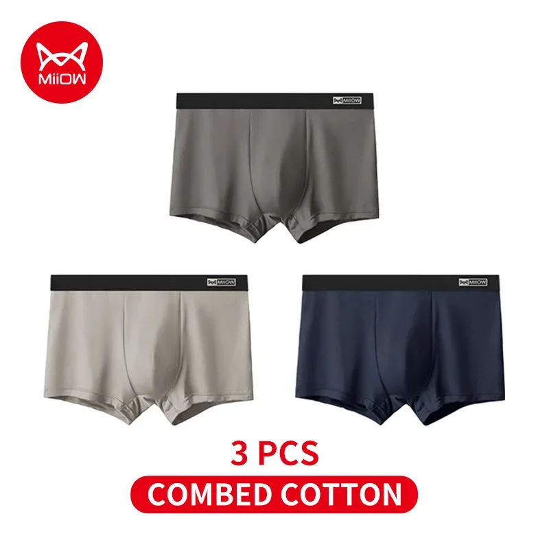 MiiOW 3Pcs Organic Cotton Men Underwear Boxer Shorts Antibacterial Seamless Underpants Male Panties Gift For Men Boxershorts New — image 45